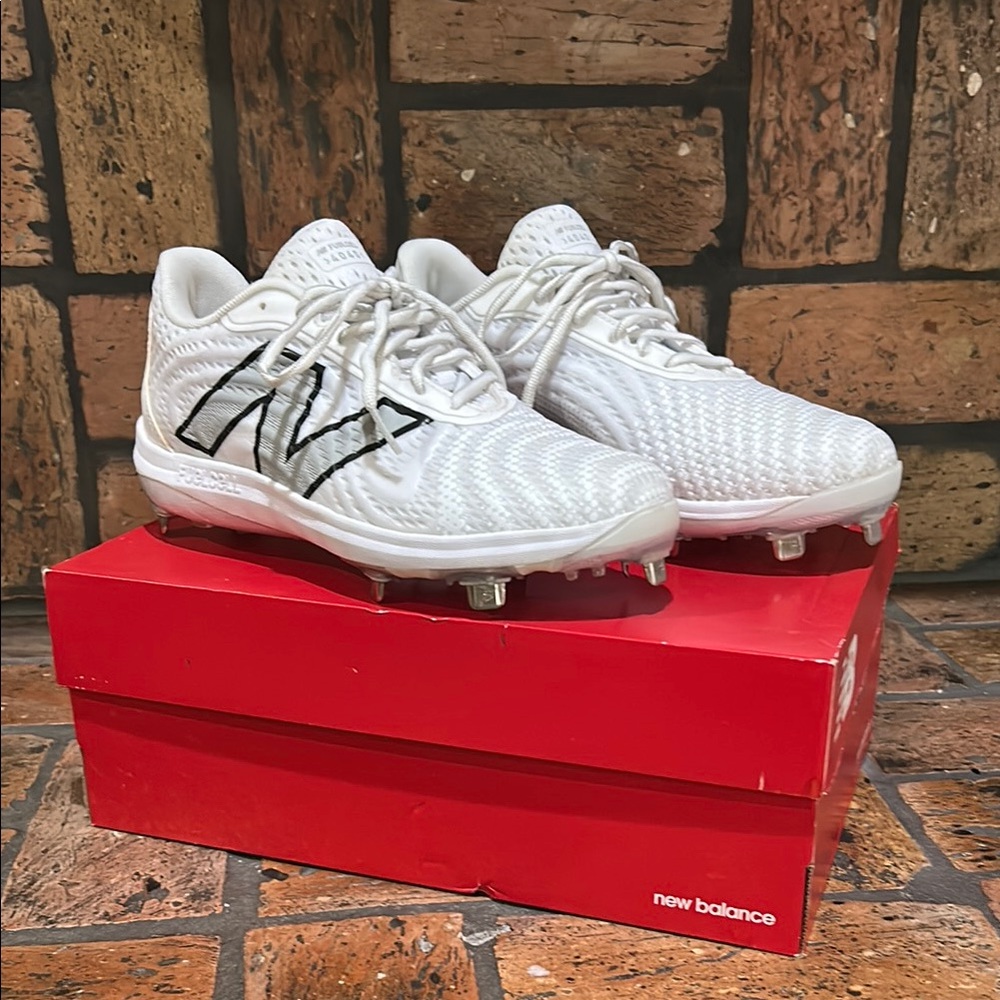 New Balance White Cleats